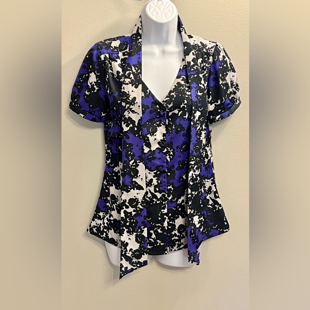 Banana Republic Abstract Black and Purple Blouse, Size S